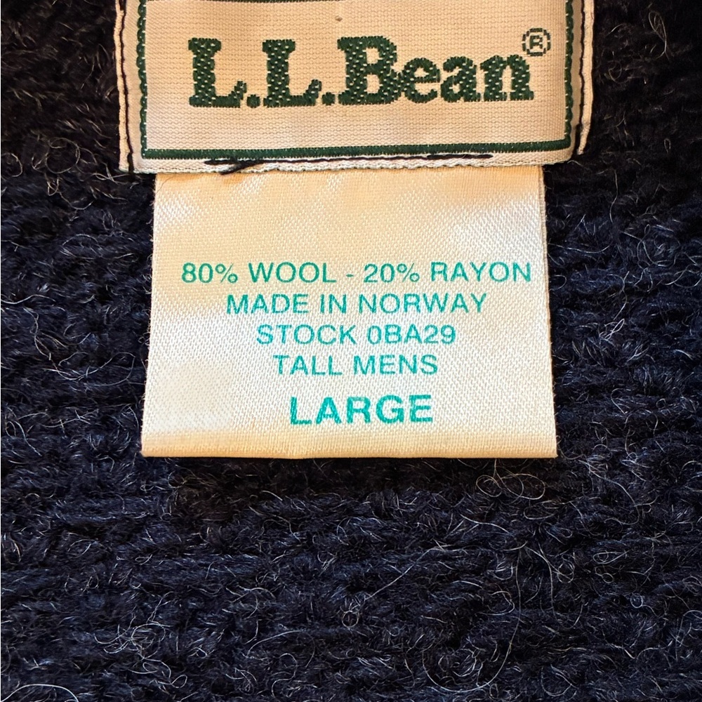 Vintage L.L.Bean Norway Wool Birdseye Nordic Fisherman Jumper Men’s Tall L - Picture 4 of 14